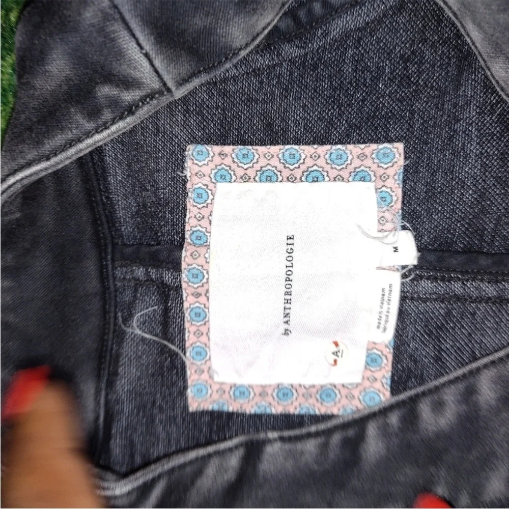 Anthropologie Black Jean Jacket Classic Denim Style size medium - Picture 3 of 3